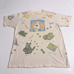 Vintage 1997 Relevant Products All Over Print Dog Bow Wow T-Shirt Large